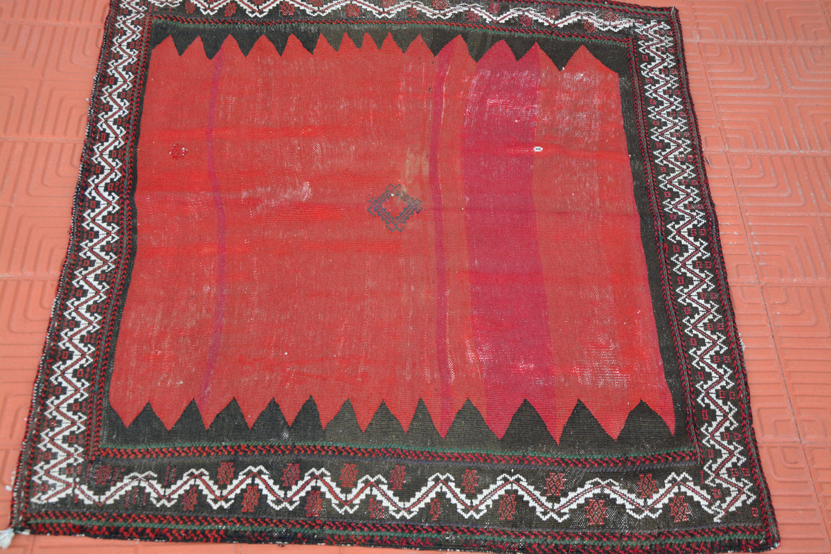 Turkish Kilim Rug, Oriental Kilim Rug, Wool Kilim Rug, Vintage Kilim Rugs, Geometric Rug, Flatweave Vintage Kilim,     3.9 x 3.9 Feet AG1668