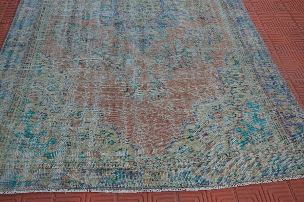 Antique Oversized Tapis Berber, Carpet Rug, Red Rug, Rug Living Room, Large Runner Rug, Muted Color Rug,Moroccan Rug, 6.3 x 10.3 Feet AG1677
