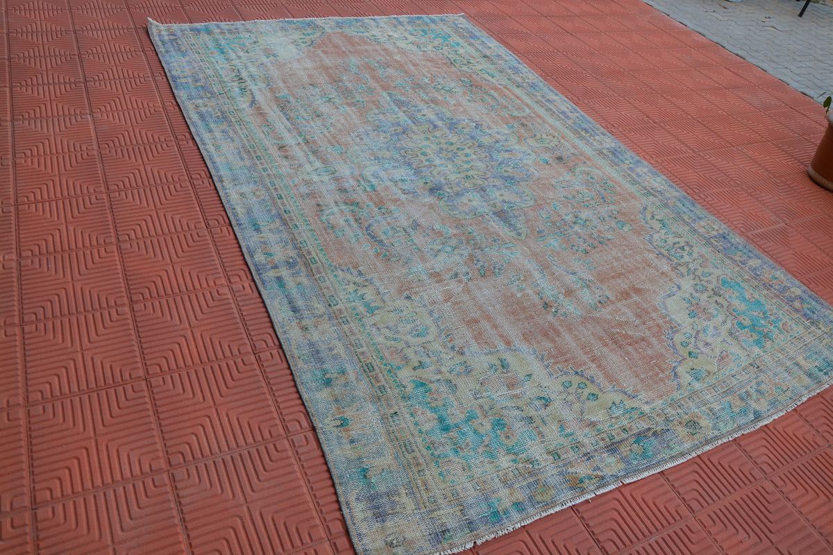 Antique Oversized Tapis Berber, Carpet Rug, Red Rug, Rug Living Room, Large Runner Rug, Muted Color Rug,Moroccan Rug, 6.3 x 10.3 Feet AG1677