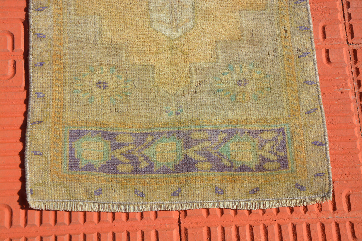Small Rug Mat, Kitchen Rug Mat, Unique Vintage Oriental Rug, Vintage Rugs, Berber Teppiche Oushak Rug,         1.5 x 3.0 Feet AG1694