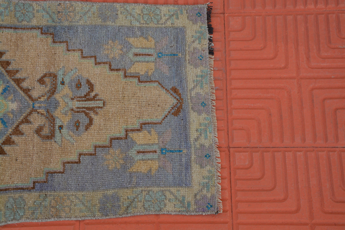 Turkish Rug, Cotton Wool Pastel Vintage Oriental Rug, Rustic Anatolian Turkish Kilim Rug, Antique Rug, Oushak Rug,    1.5 x 2.9 Feet AG1754