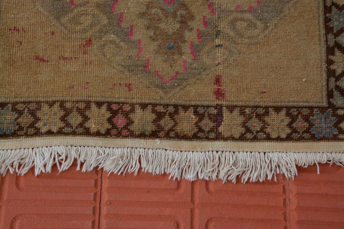 Square Vintage Turkey Rug, Handwoven Rug, Turkish Vintage Rugs, Corridor Rug, Hand Made Ethnic Rug Oushak Rug,     2.2 x 2.2 Feet AG1756