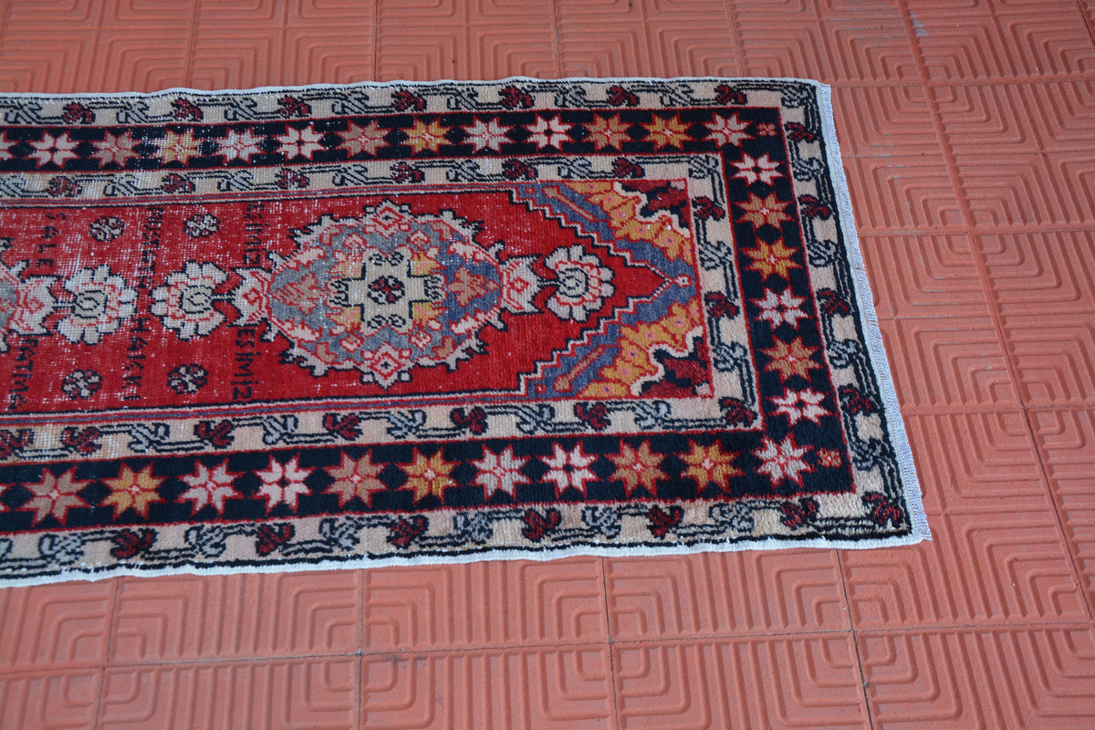 Runner Oushak Rug,  Floor Turkish  Rug, Runner Rug, Wool Turkish  Rug, Decorative Rug, Vintage Turkish Oriental  Rug,  2.6 x 8.8 Feet AG1533