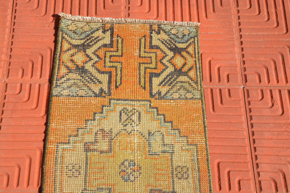 Small Vintage Rug, Vintage Rugs, Vintage Turkish Rug, Berber Rug, Wool Handmade Rug, Turkish  Rug,              1.2 x 2.8 Feet AG1593
