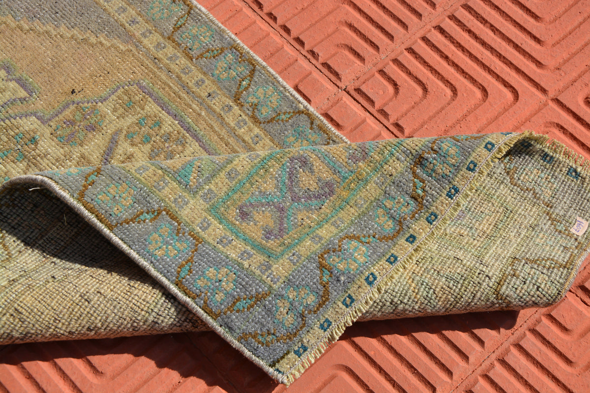 Turkish Rug,Small Turkish Rugs, Blue Rug, Antique Rug, Eclectic Vintage Rug, Vintage Turkish Rug,     1.6 x 3.3 Feet AG1607