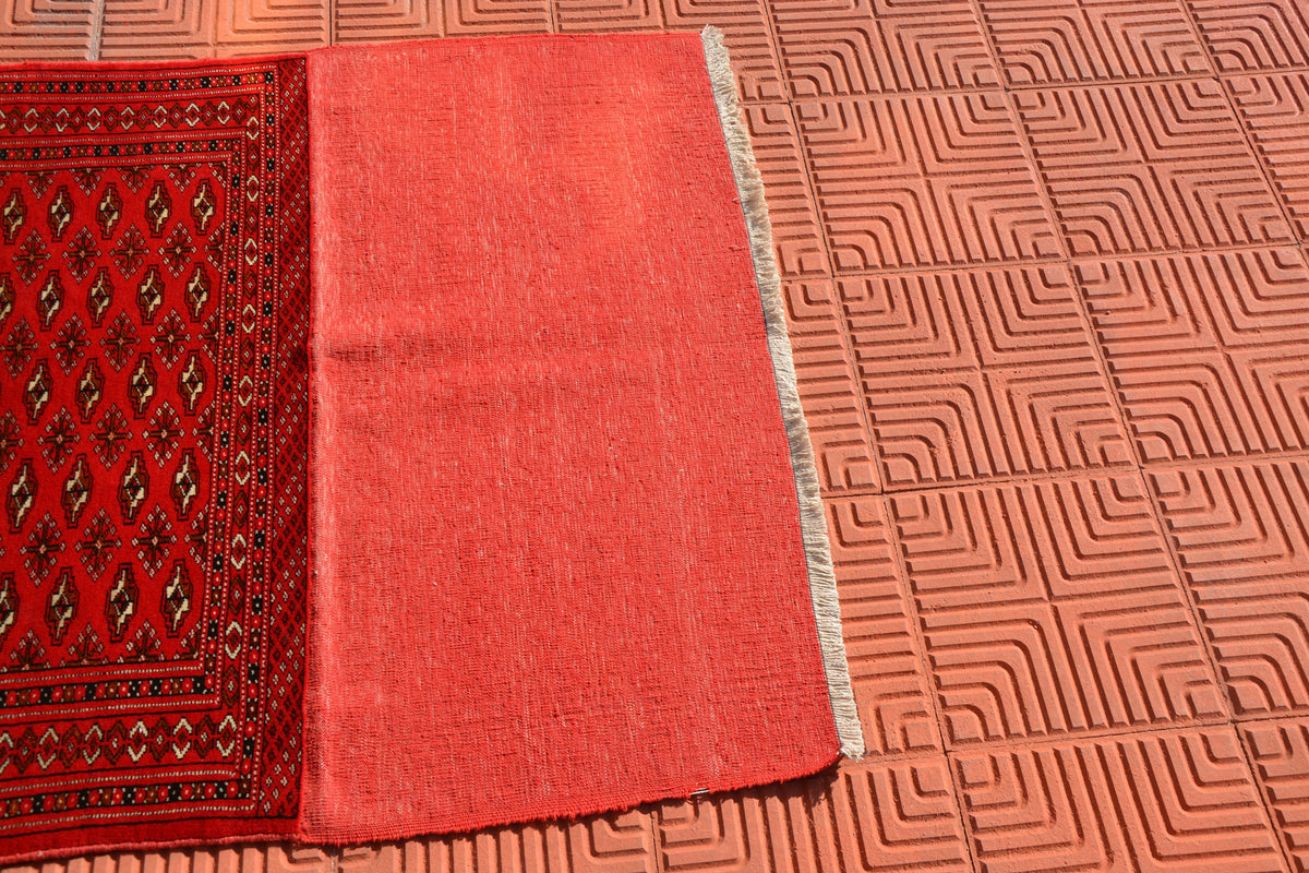 Red Square Rug, Small Wool Rug, Faded Turkish Rug, Hand Knotted Turkish Rug, Vintage Oriental Rug,Bath Rug,Turkey Rug, 3.2 x 3.2 Feet AG1652