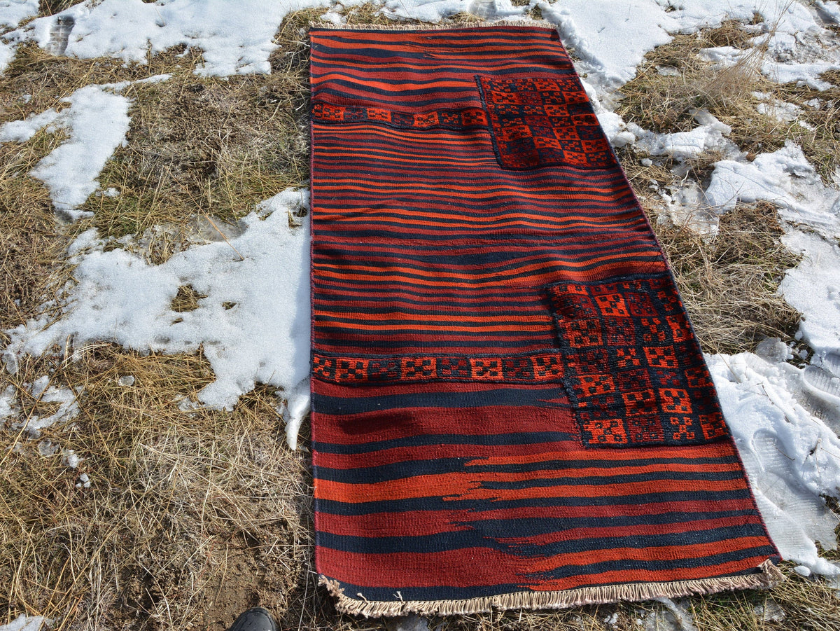 Vintage kilim rug, Tribal rug, Handmade rug, Carpet rug, Decorative rug, Large kilim rug, Oushak rug, Turkish rugs,   6.8 x 3.1 Feet AG151