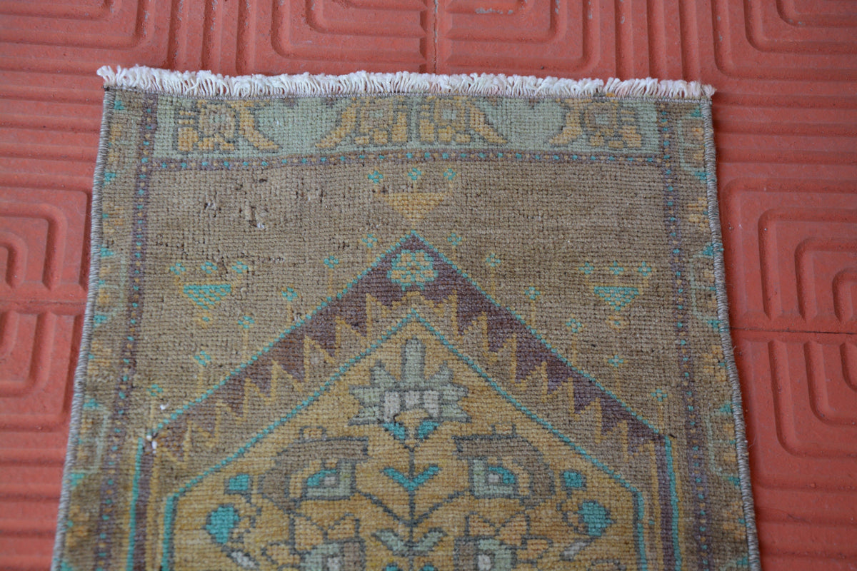 Turkish Rug, Turkey Rug, Antique Rug, Cotton Wool Turkish Rug, Tapis Berber, Oushak Rug,  Hand Knotted Rug,     1.3 x 2.7 Feet AG1735