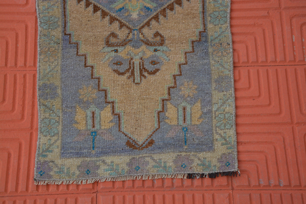 Turkish Rug, Cotton Wool Pastel Vintage Oriental Rug, Rustic Anatolian Turkish Kilim Rug, Antique Rug, Oushak Rug,    1.5 x 2.9 Feet AG1754