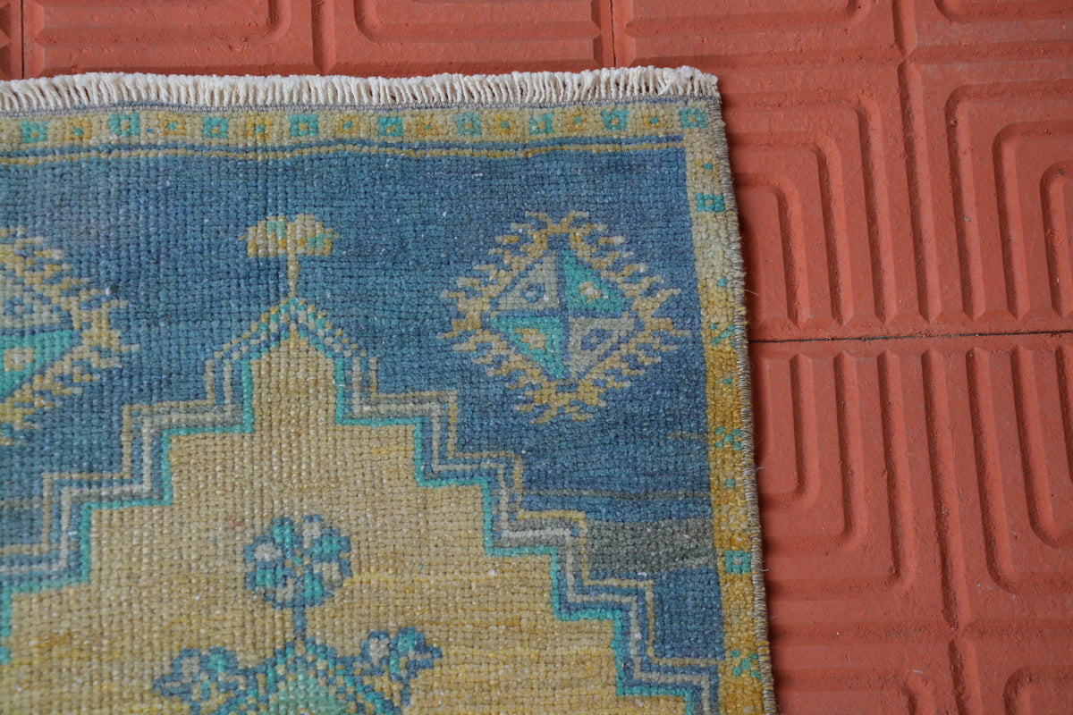 Turkish Carpet, Turkish Kilim Rug, Vintage Rug, Turkish Pastel Rug, Vintage Turkish Rugs, Vintage Oushak Rug,      1.6 x 3.3 Feet AG1761