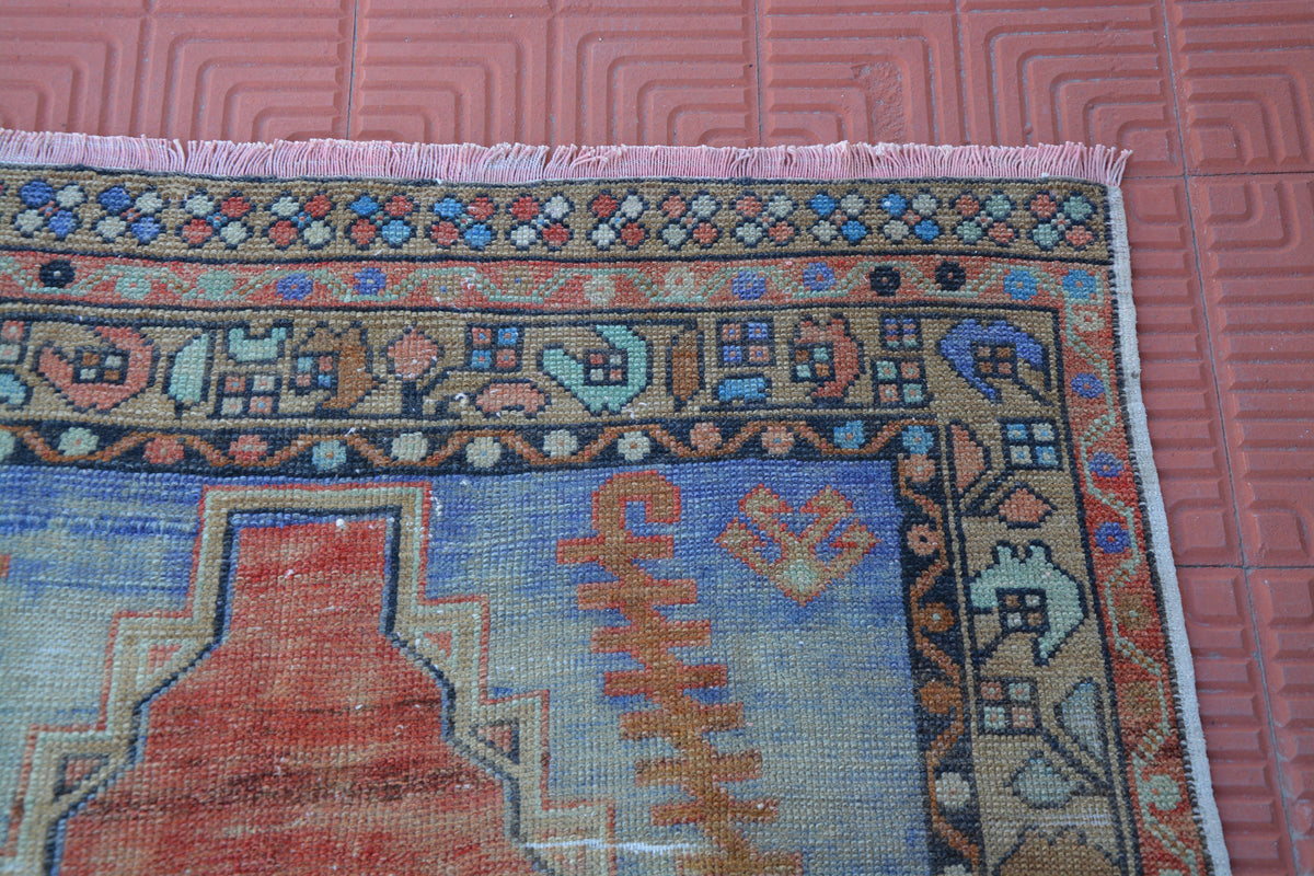 Turkish Area Rug, Vintage Area Rug, Large Area Rug, Boho Decor Rug, Doormat Rug, Carpet Rug, Rug Carpet,     3.8 x 7.7 Feet AG1795