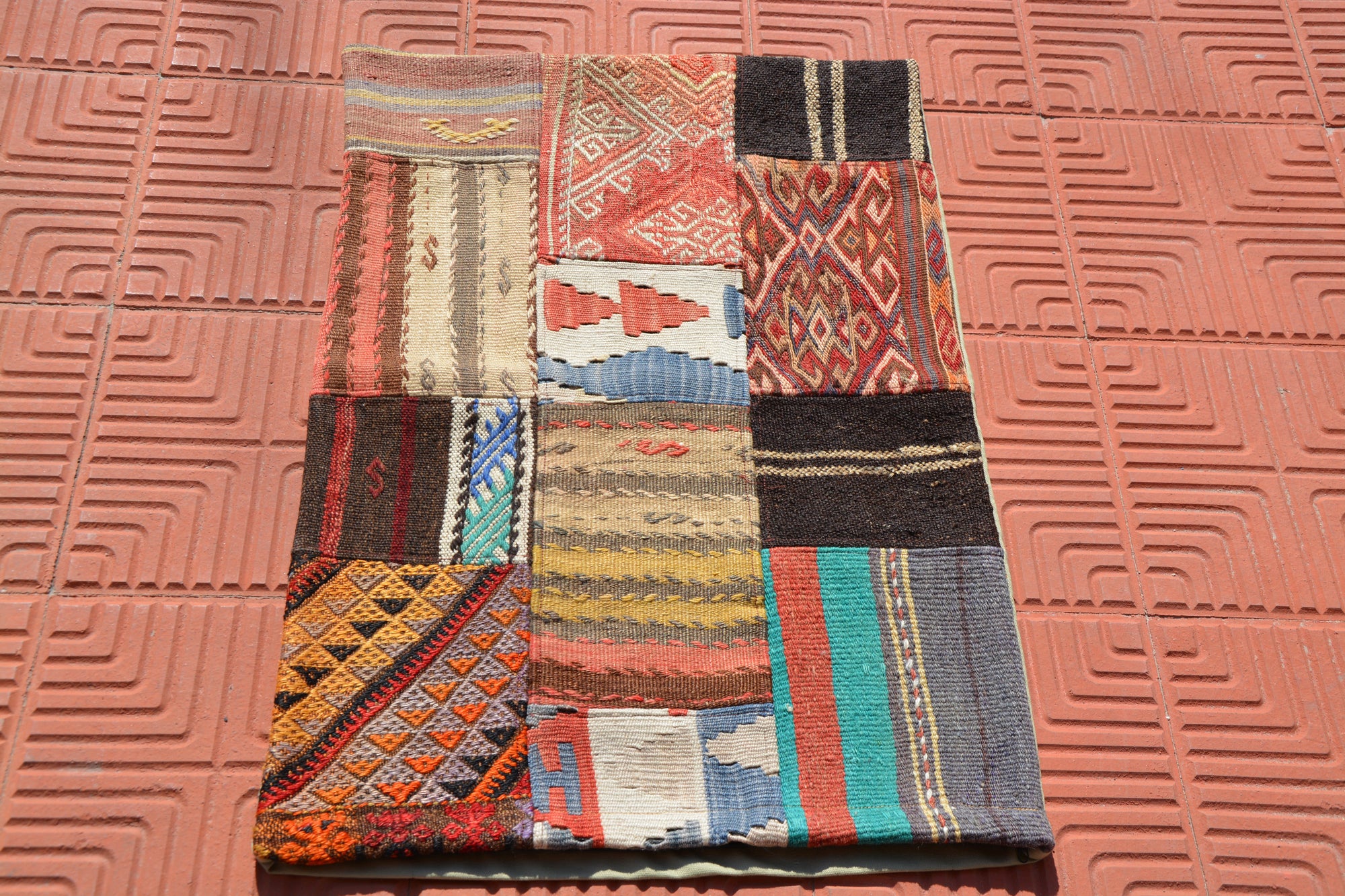 Minimalist Rug, Storage Rug, 2x3 Wall Hanging Rug, Persian Oriental Rug, Orange Rug, Area Rug 2x3, Natural Rug,   1.9 x 2.8 Feet AG1824