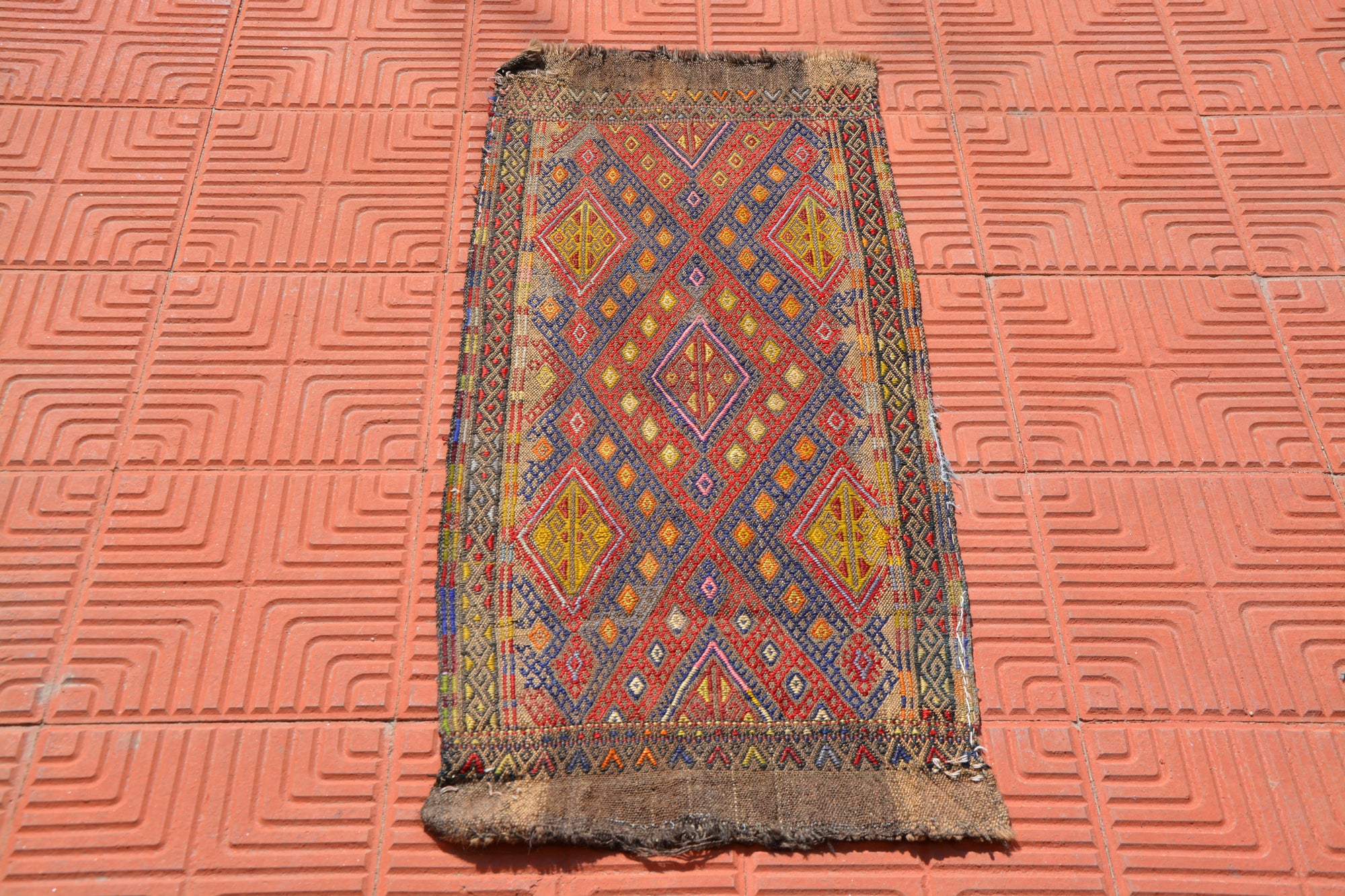 Bohemian Kilim Rug, Small Rug, Wool Kilim Rug, Hallway Rug, Traditional Rug, Kilim Oriental Rug, Anatolian Kilim,     1.6 x 3.6 Feet AG1831