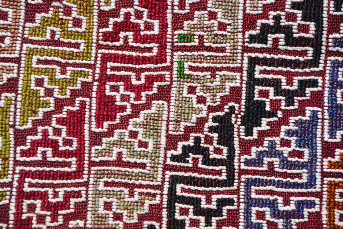 Turkish Doormat, Hallway Rug, Small Antique Rug, Colorful Oushak Rug,Old Rug, Small Entry Rug,Small Runner, Mini Rug,  1.6 x 3.2 Feet AG1850