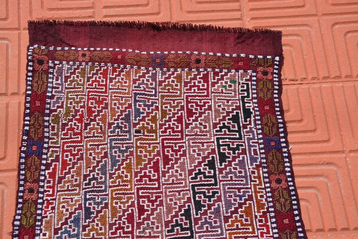 Vintage Oushak Rug, Kilim Rug, Turkish Rug, Handmade Rug, Floor Rugs, Wool Rug, Antique Rug, Distressed Rug,      1.6 x 3.4 Feet AG1855