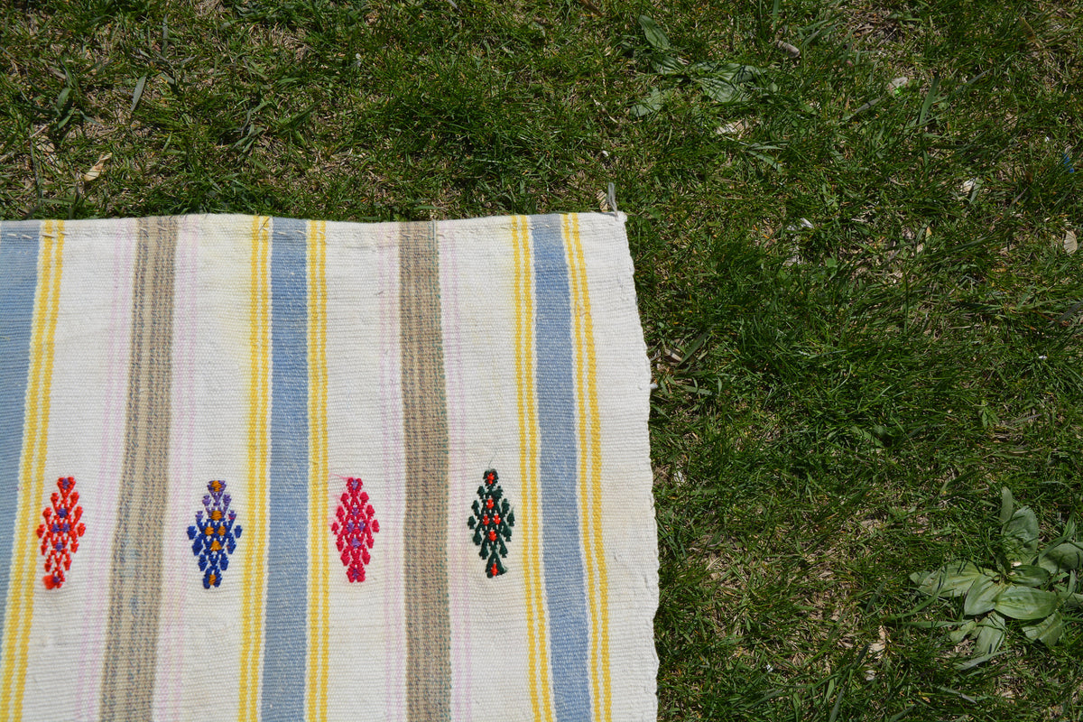 Turkish Runner Rug, Vintage Persian Rug, Striped Rug, Vintage Oriental Rug, Turkish Rug, Vintage Rug,     2.0 x 13.7 Feet AG1879