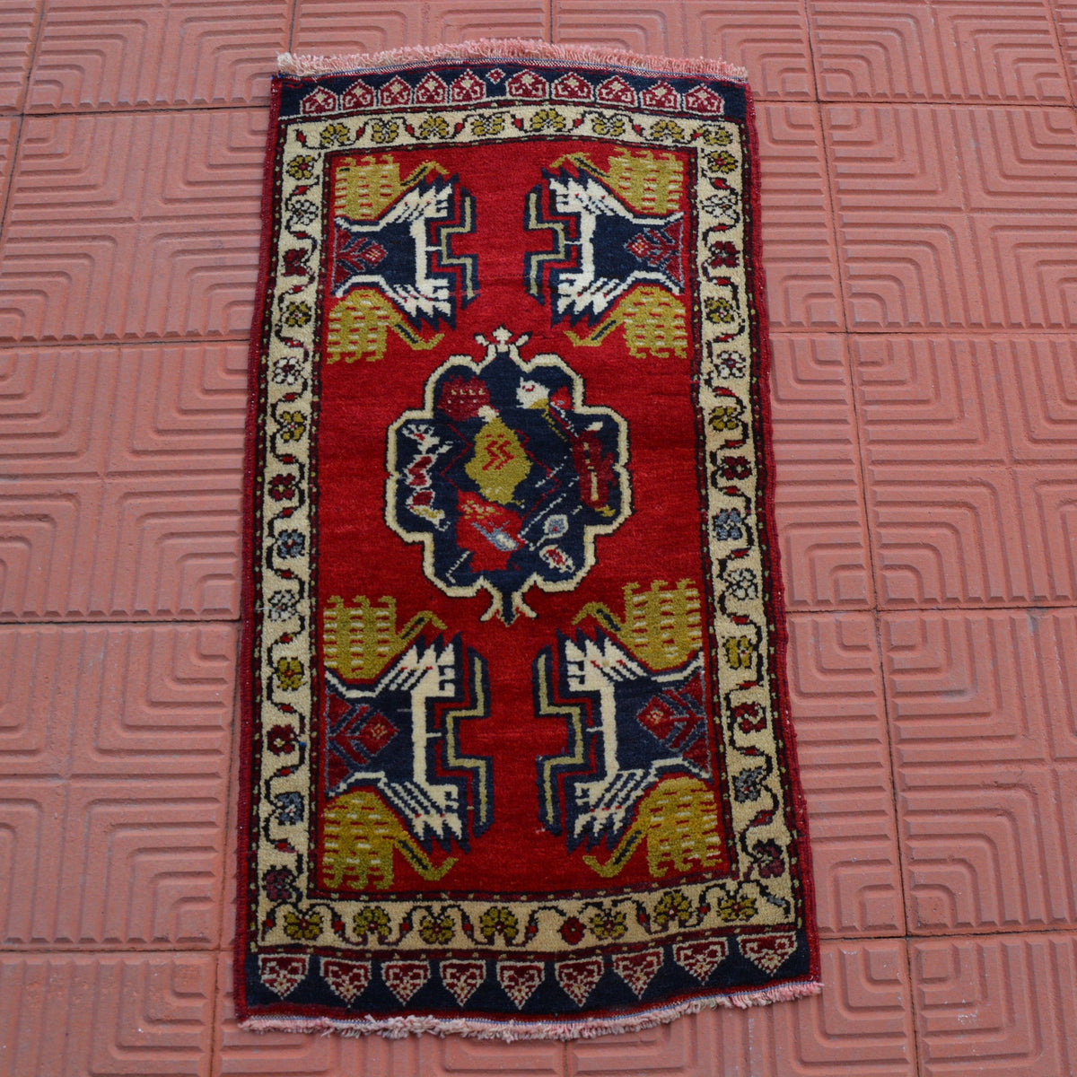 Turkish Rug, Vintage Rug, Oushak Rug, Area Rug, Bohemian Rug, Handmade Rug, Rug, Kilim Rug, Antique Rug,  1.6 x 3.2 Feet AG1890