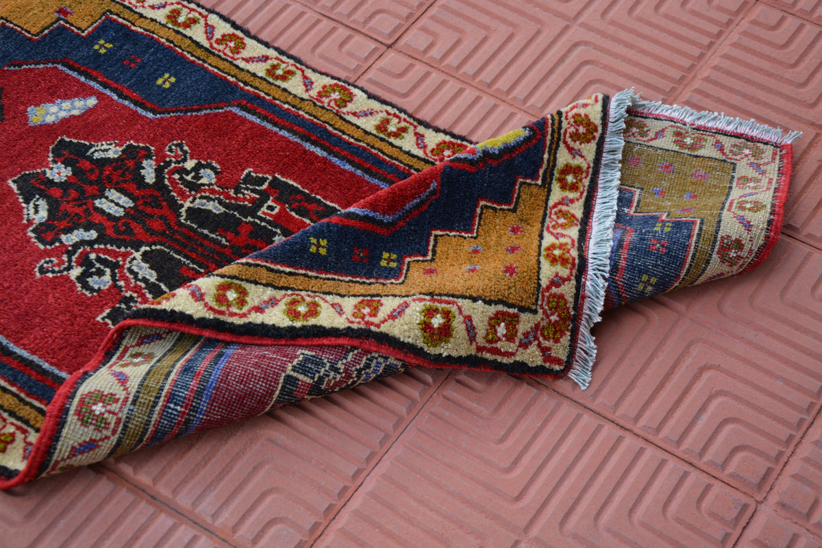 Turkey Rug, Wool Rug, Turkish Kilim Rug, Oriental Rug, Vintage Turkish Rug, Distressed Rug, Turkish Rugs, Bathroom Rug,1.9 x 3.8 Feet AG1892