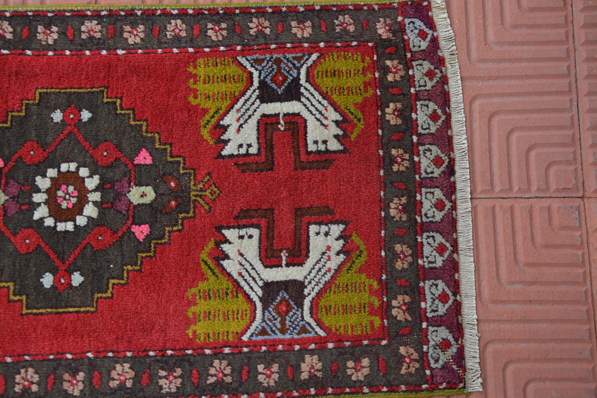 Door Mat Rug, Kurdish Rug, Designer Rug, Handwoven Wool Rug, Decor Rug, Wool Kilim Rug, Vintage Small Rug,      1.6 x 3.0 Feet AG1900
