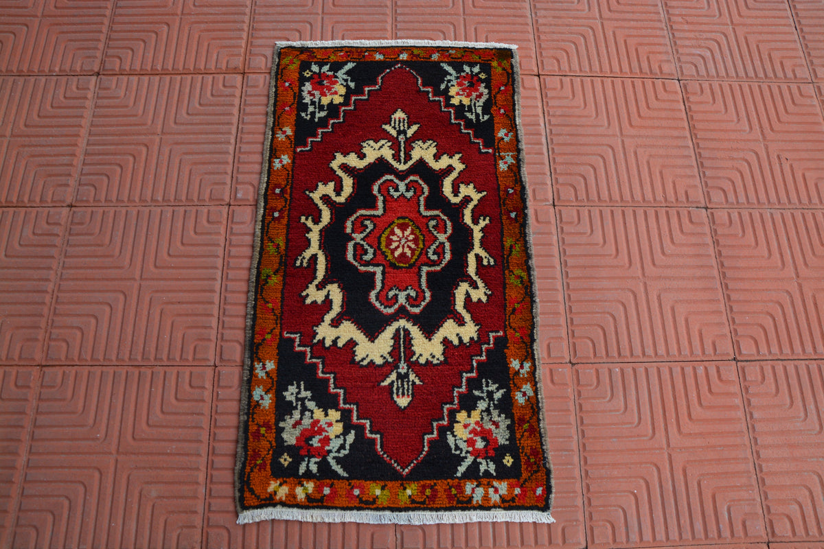 Turkish Oushak Small Rug, Distressed Rugs, Pastel Oushak Rug, Vintage Tribal Rugs, Low Pile Rugs, Vintage Rugs,   1.6 x 2.9 Feet AG1913