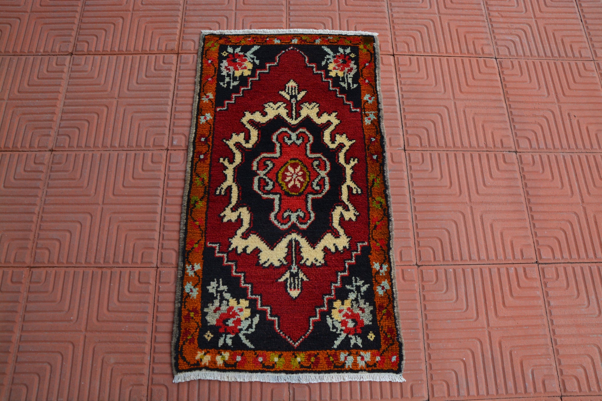 3x4 Turkish Vintage Oushak Rug Door Bath Mat Small Carpet 