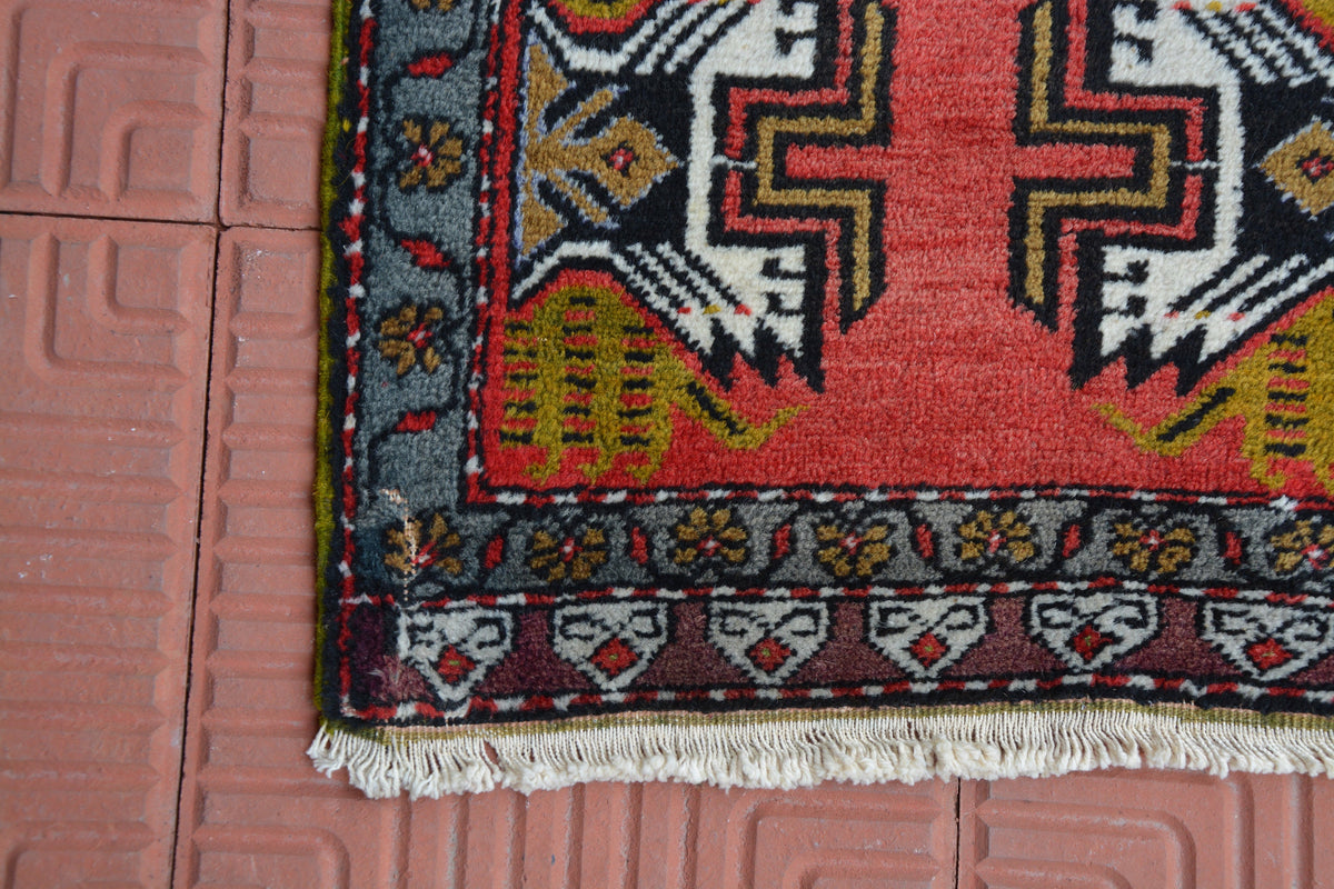 Small Turkish Rug, Floor Decor Rug, Turkish Rug, Multi Color Rug, Tapestry Rug Chart, Rustic Rug, Accent Red Rug,   1.6 x 3.1 Feet AG1930