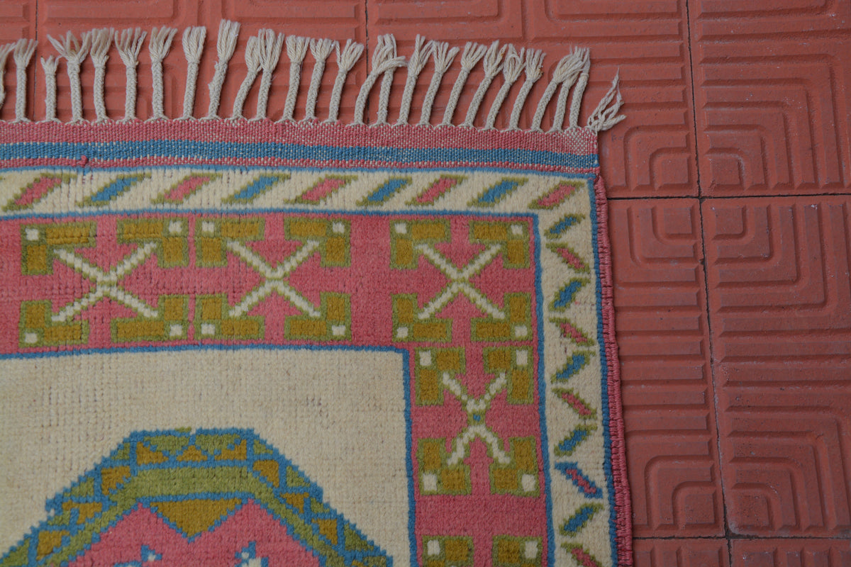 Small Carpet, Faded Rug, Rustic Rug, Bedside Rug, Floor Rug, Small Anatolian Rug, Faded Color Rug, Distressed Rug,    2.5 x 4.1 Feet AG1977