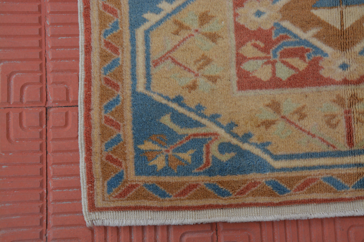 Square Tribal Rug, Floor Rug, Small Rug, Oriental Rug, Distressed Rug, Vintage Turkish Rug, Aztec Rug, Home Decor Rug, 3.2 x 3.2 Feet AG1992