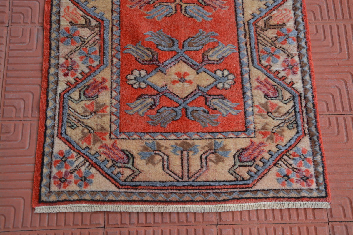 Turkish Vintage Rug, Vintage Carpet, Vintage Oushak Rug, Oriental Rug, Vintage Rugs, Pastel Rug, Living Room Rug, 2.6 x 4.5 Feet AG1993