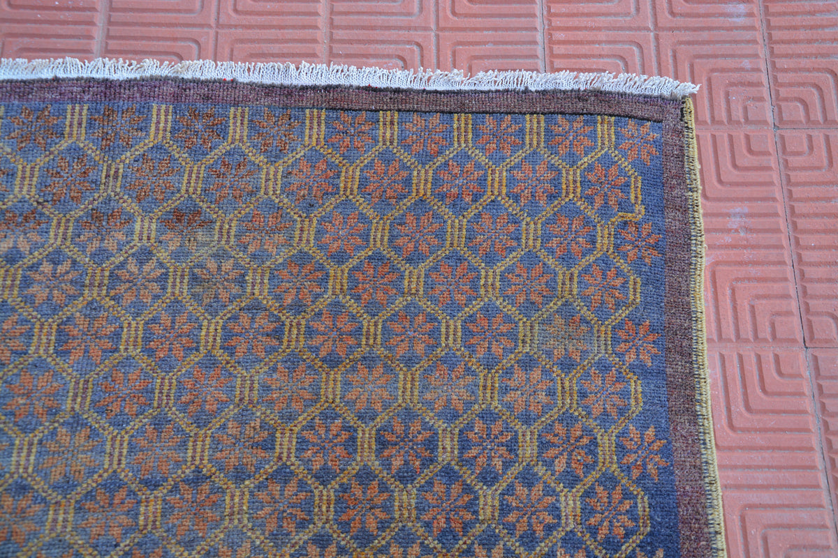 Vintage Rug, Blue Rug, Rug Vintage Turkish, Living room Rug, Traditional Rug, Vintage Wool Rug, Oushak Carpet Rug, 4.8 x 9.3 Feet AG1798