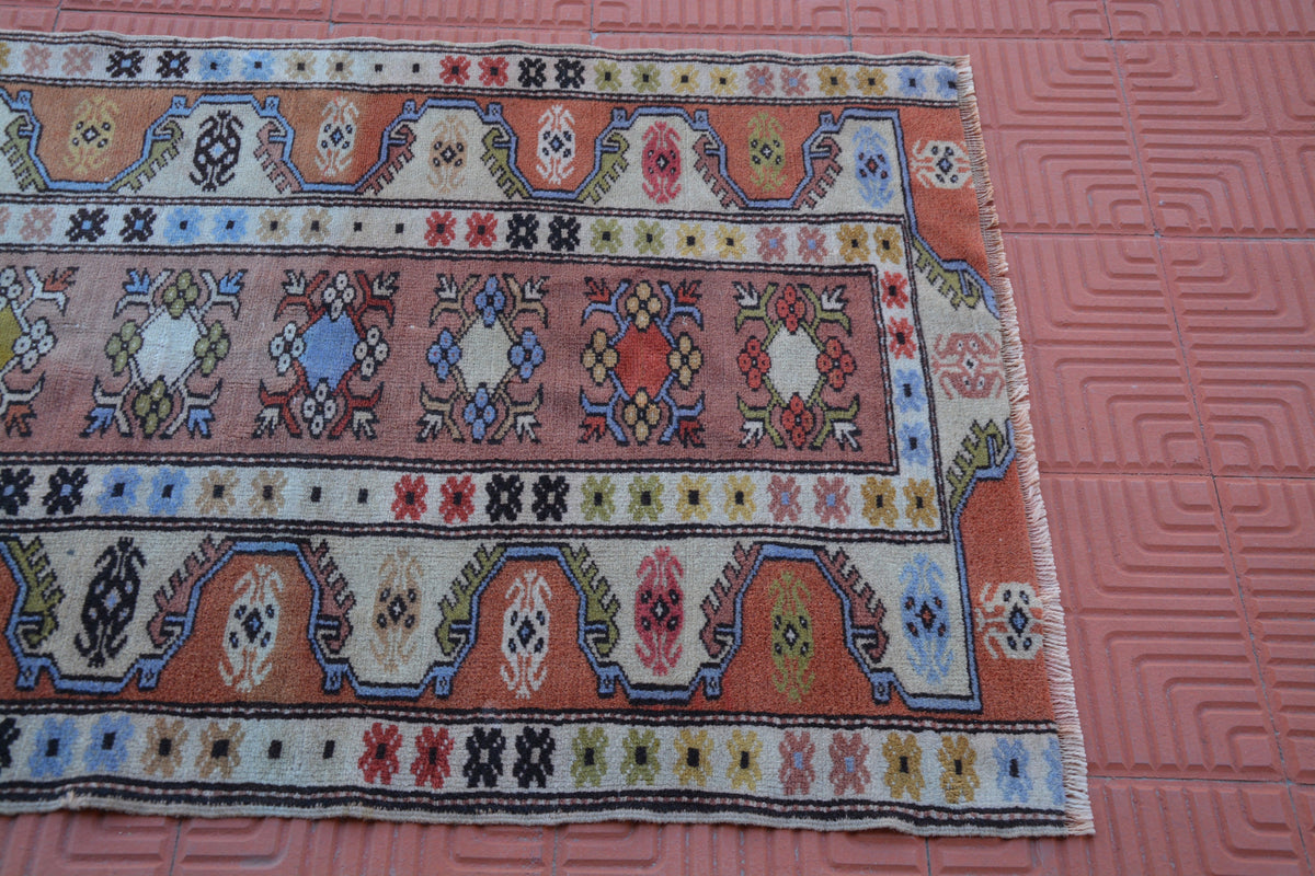 Vintage Oushak Rug, Oriental Rug, Vintage Rugs, Pastel Rug, Living Room Rug, Turkish Rug, Handmade Oushak Vintage Rug, 2.9 x 4.1 Feet AG1805