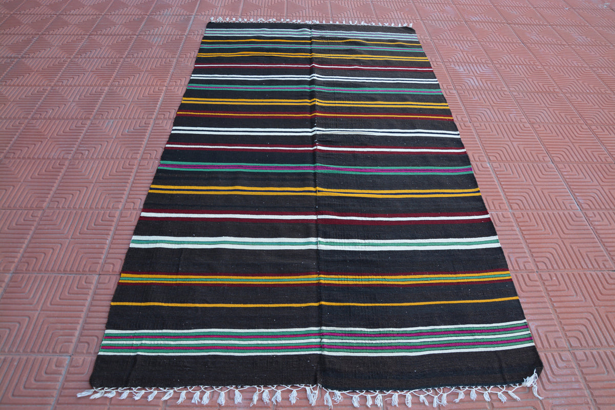 Striped Rug, Oriental Rugs, Turkey Rug, Nomadic Rug, Living Room Rug, Rustic Rug, Small Rug, Turkish Oushak Rug, 4.2 x 7.8 Feet AG1817