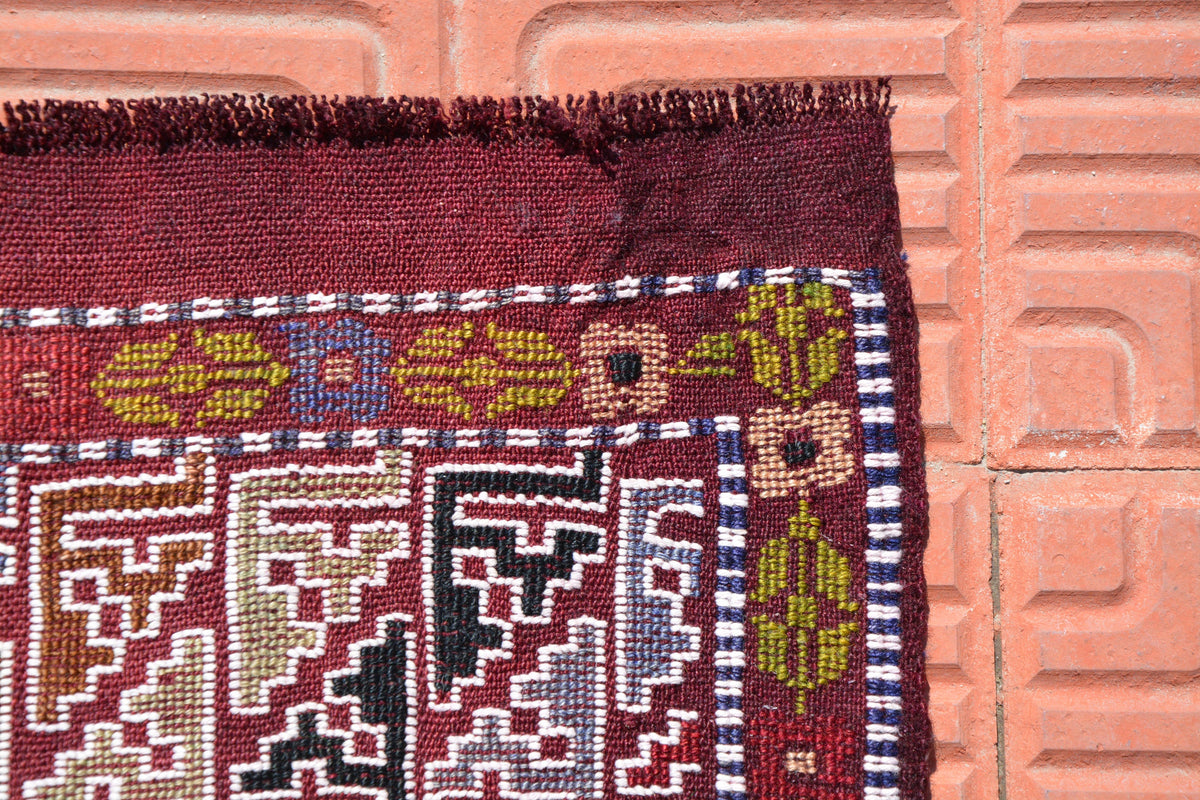 Floor Rug, Small Anatolian Rug, Faded Color Rug, Distressed Rug, Outdoor Rug, Turkish Mat Rug, Small Old Carpet,    1.7 x 3.2 Feet AG1849