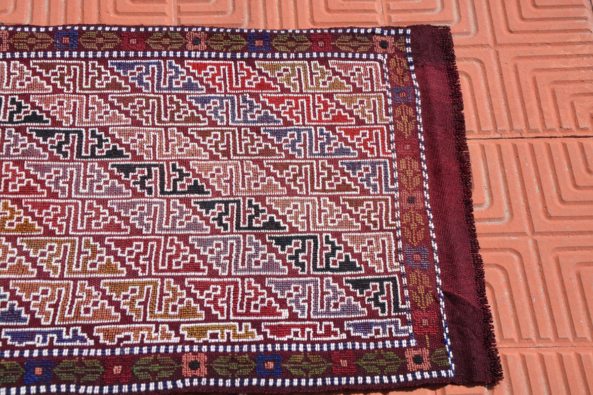 Ethnic Rug, Rustic Rug, Handmade Rug, Hand Knotted Rug, Turkish Rug, Nomadic Rug, Handmade Wool Rug, Vintage Oushak, 1.7 x 3.2 Feet AG1859