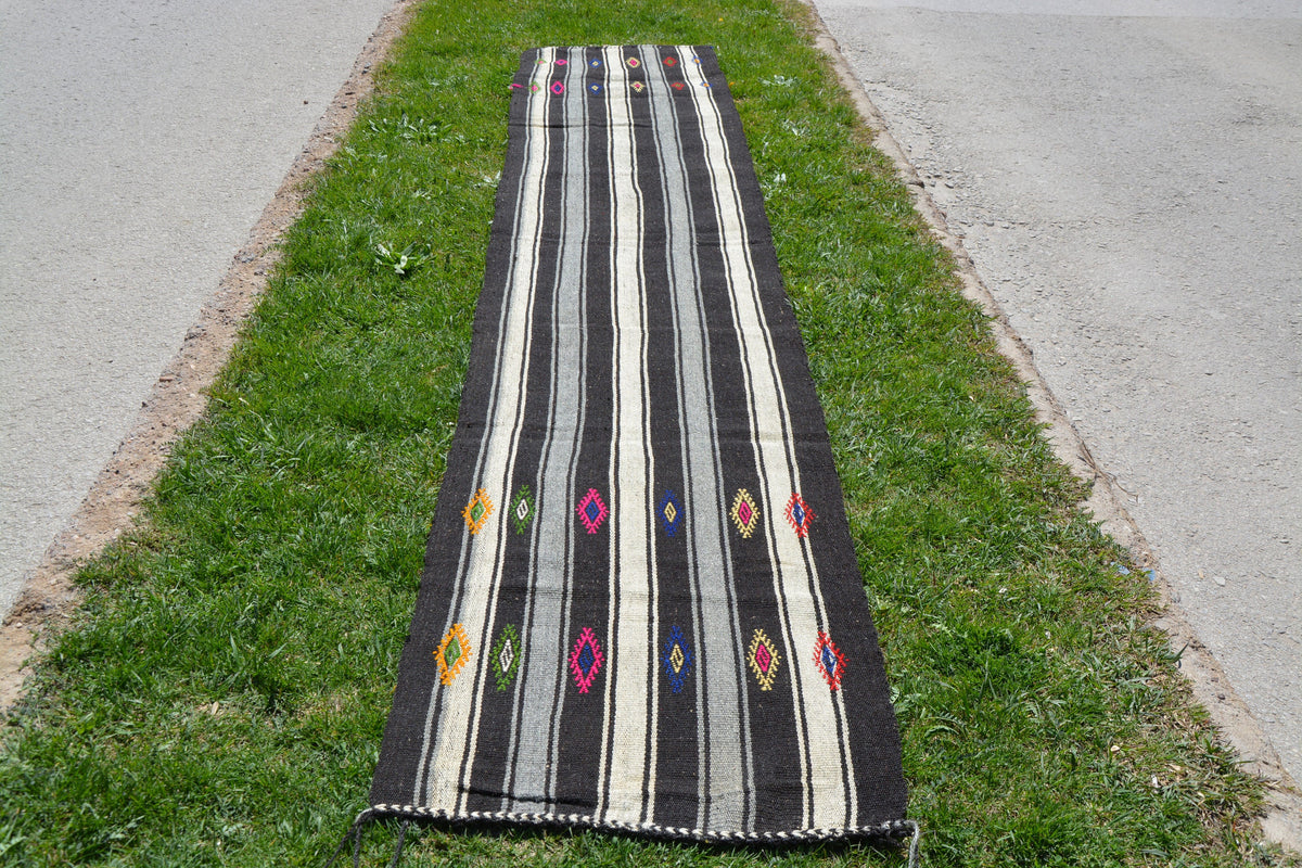 Turkish Oushak Runner Rug, Oriental Rug, Kilim Rug, Antique Rug, Long Rug, Oriental Rug Carpet Rug, Bedroom Rug,      2.4 x 13.6 Feet AG1880
