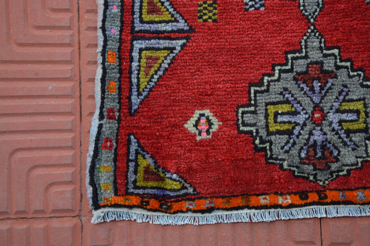 Vintage Turkish Rug, New Fashion Rug, Turkish Old Rugs, Turkish Rug, Oushak Rug 2x3, Oriental Red Rug, Turkish Rug,  1.7 x 3.4 Feet AG1917