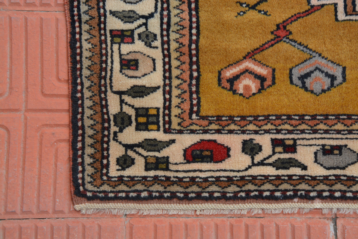 Small Low Pile Rug, Multi Color Rug, Mat Kilim Rug, Home Decorative Rug, Oushak Kilim Rug, Vintage Oushak Rug,    3.1 x 4.5 Feet AG1931