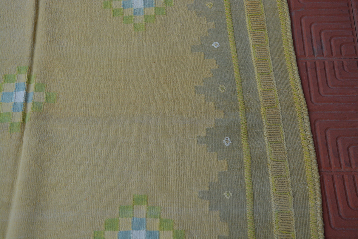 Square Rug, Turkish Rug Yellow, Interior Rug, Hallway Rug, Colorful Rug, Handknotted Rug, Antique Turkish Rug,  4.2 x 4.2 Feet AG1942