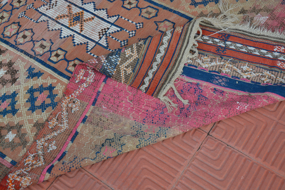 Pink Handwoven Rug, Floor Rug, Kilim Rug, Tribal Rug, Persian Rug, Decorative Rug, Anatolian Rug, Oriental Rugs, 4.2 x 7.2 Feet AG1947