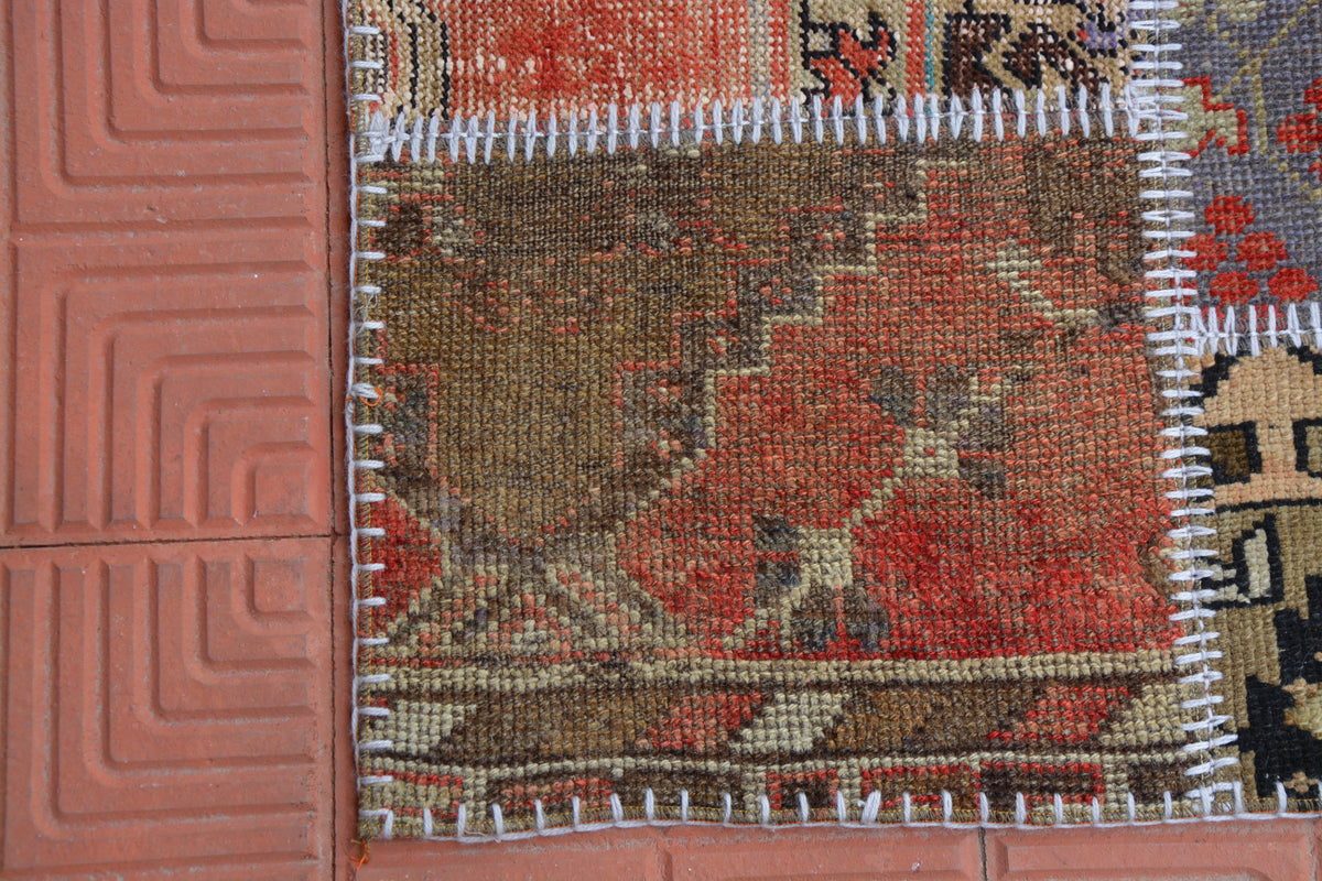 Patchwork Turkish Vintage Rug, Flatweave Rug, Corridor Rug, Contemporary Rug, Oriental Rug,Turkish Rug,  3.7 x 6.2 Feet AG1957