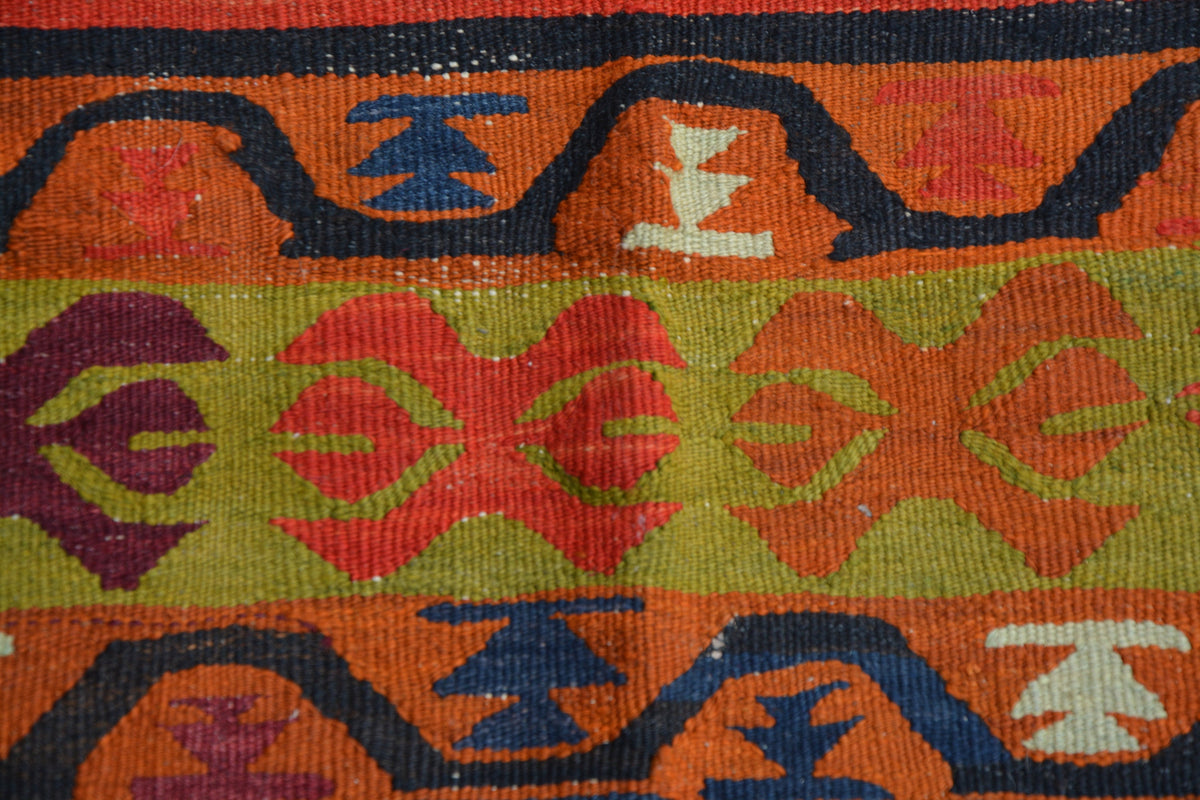 Colorful Vintage Kilim, Handmade Rug, Tribal Rug, Oushak Rug, Floor Rug, Kilim Rugs, Wool Rug, Decorative Rug,  4.6 x 5.1 Feet AG1959