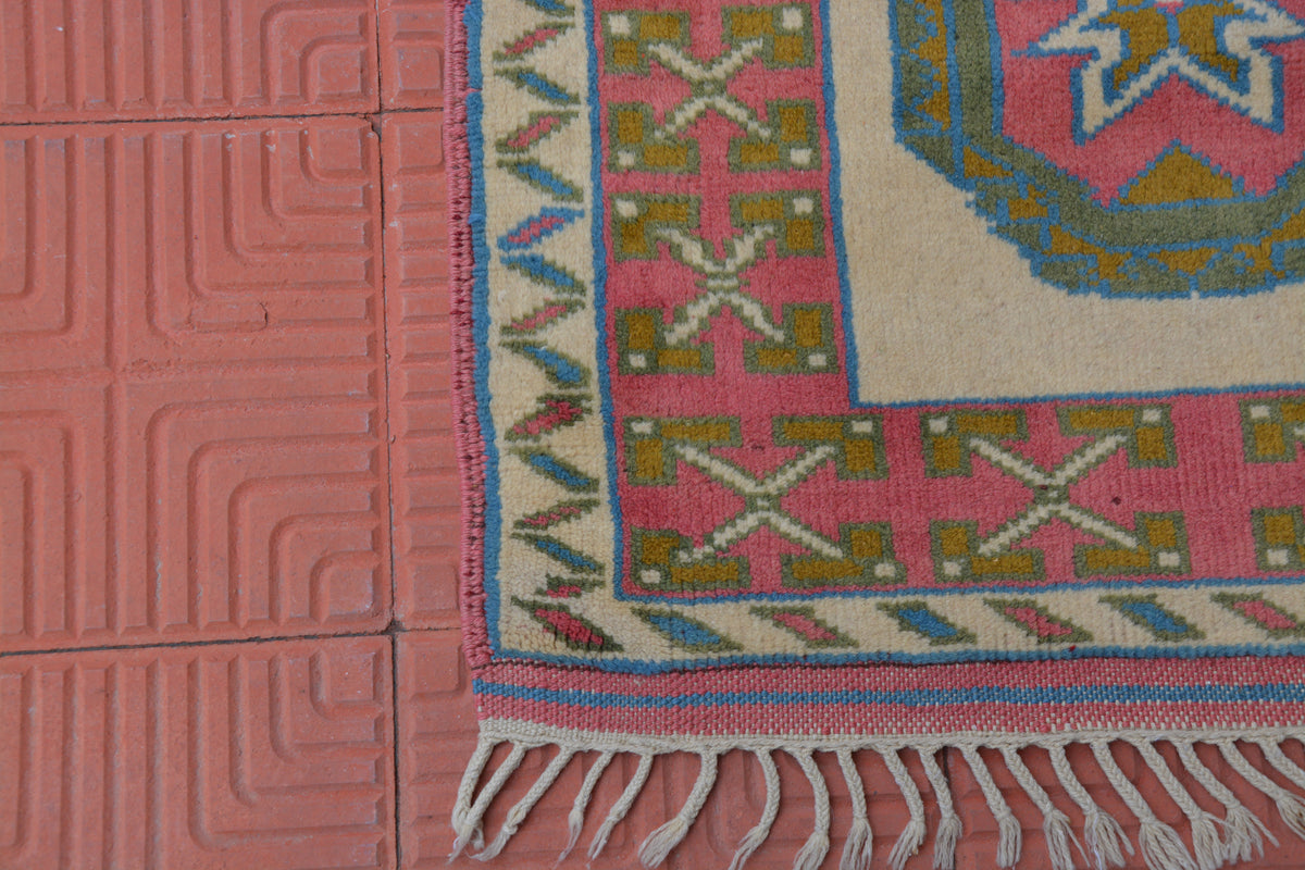 Small Carpet, Faded Rug, Rustic Rug, Bedside Rug, Floor Rug, Small Anatolian Rug, Faded Color Rug, Distressed Rug,    2.5 x 4.1 Feet AG1977