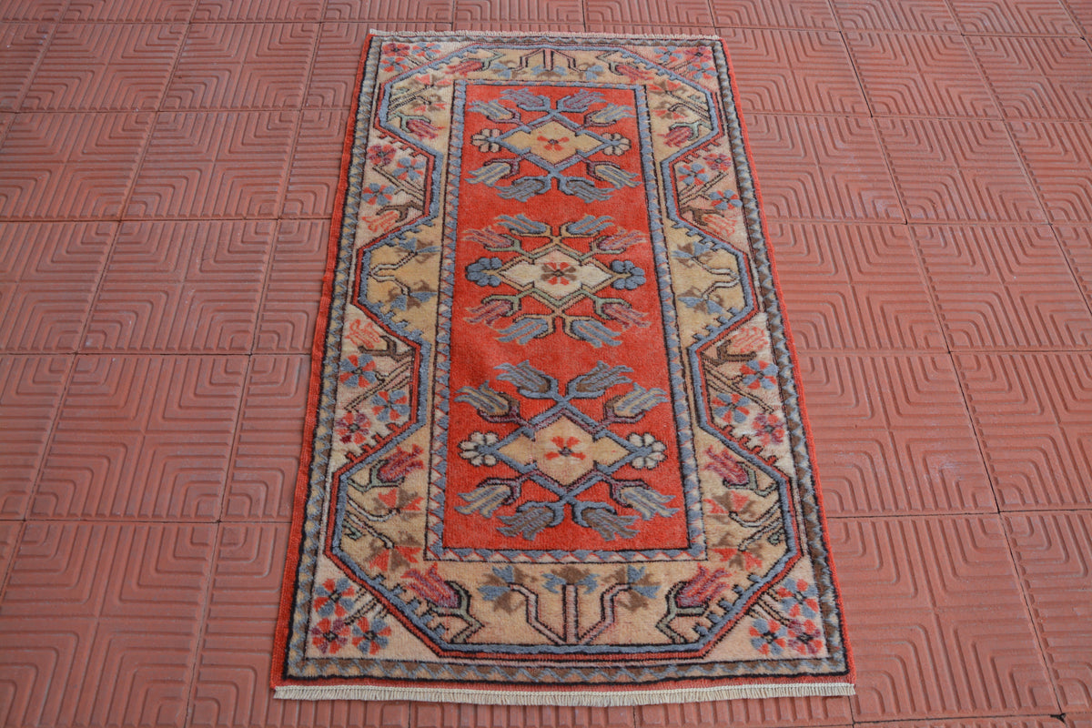 Turkish Vintage Rug, Vintage Carpet, Vintage Oushak Rug, Oriental Rug, Vintage Rugs, Pastel Rug, Living Room Rug, 2.6 x 4.5 Feet AG1993