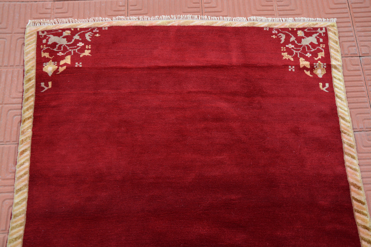 Red Turkish Rug, Handmade Rug, Oushak Vintage Rug, Interior Rug, Red Rug, Vintage Area Rug, Doormat Rug, Rustic Rug,  3.9 x 5.9 Feet AG1994
