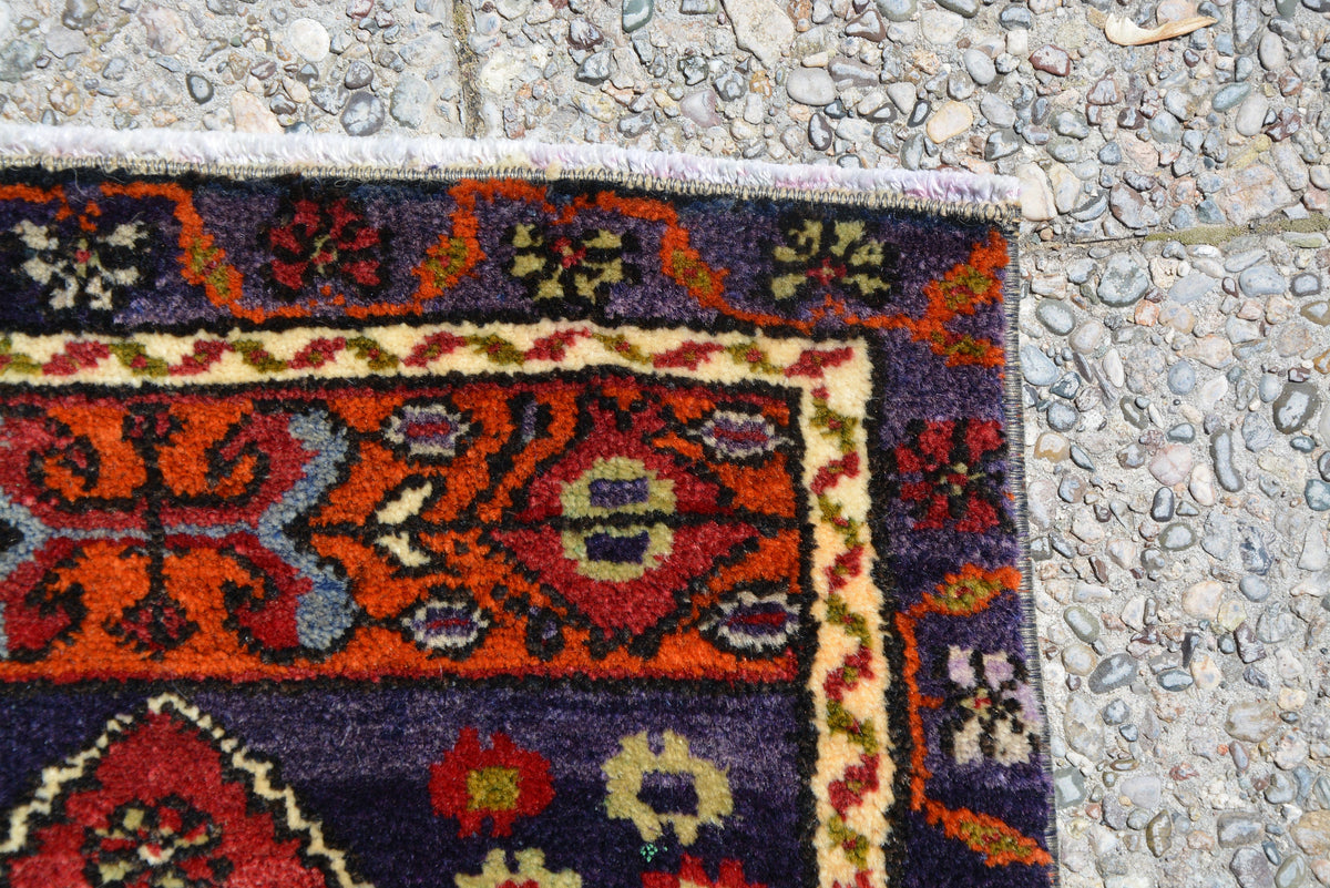 Turkish Small Rug, Vintage Wool Rug, Vintage Small Rug, Oushak Rug, Hallway Rug, Turkish Oushak Rug,  1.6 x 3.7 Feet LQ063