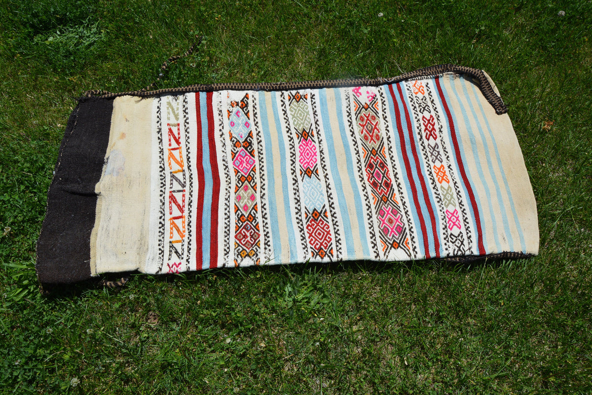Pink Anatolian Rug, Moroccan Azilal Rug, White Storage Rug, White Rug, Old Rug, Turkey Rug, Blue Tribal Rug,        2.1 x 4.7 Feet LQ146