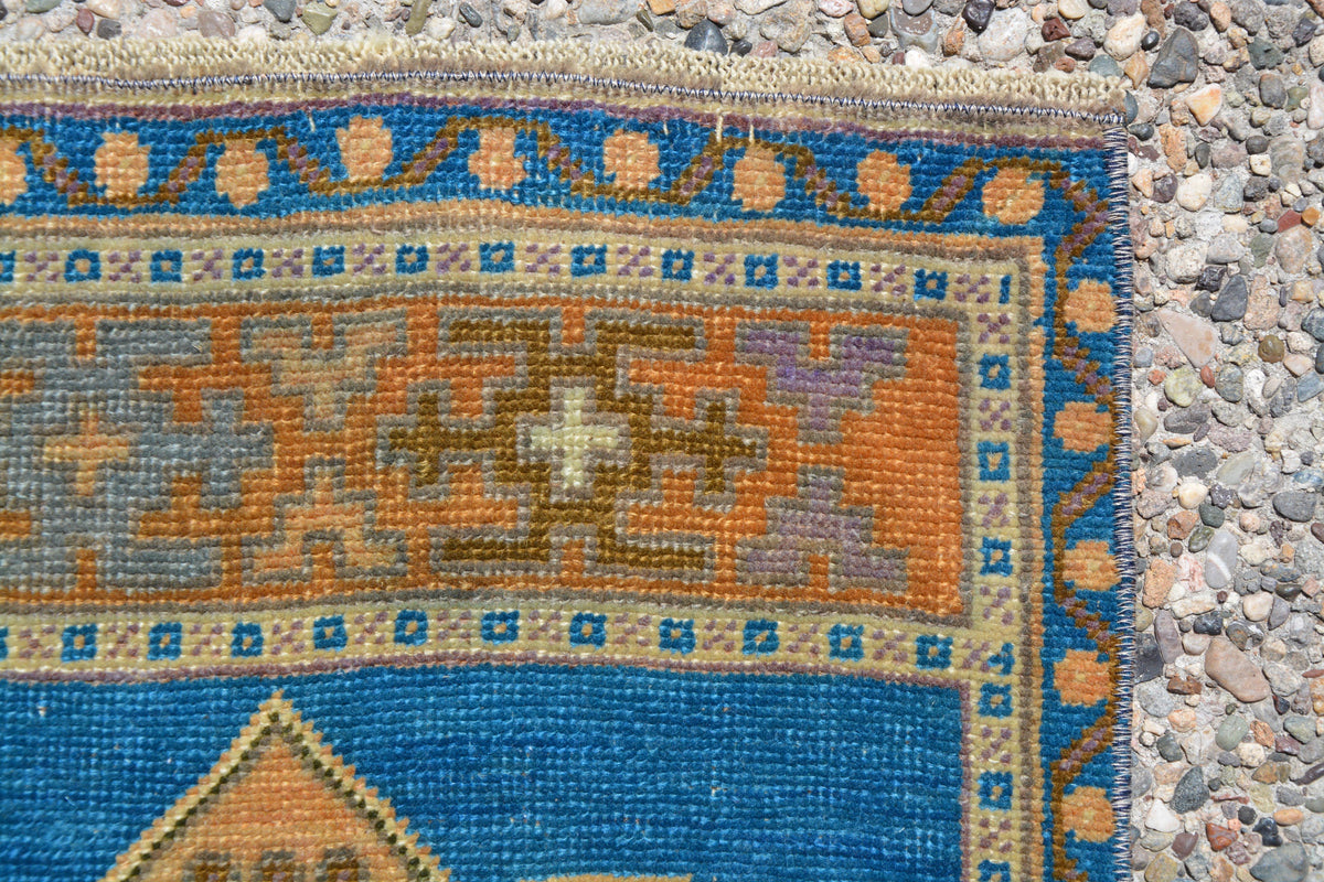 Orange Small Turkish Rug, Kilim Rug, Oriental Rug, Antique Rug, Turkish Rug Blue, Moroccan Small Wool Rug,      1.7 x 4.1 Feet LQ148