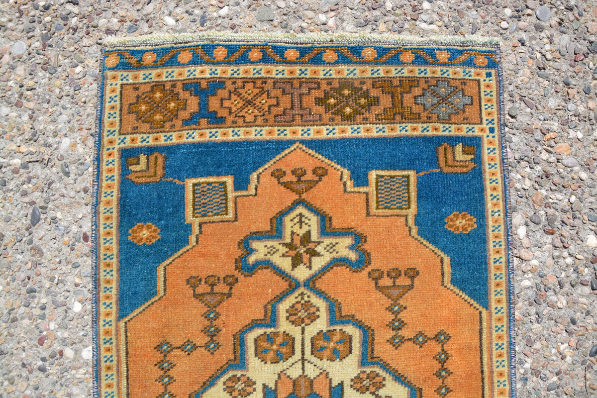 Terracotta Turkish Vintage Oriental Rug, Vintage Kazak Rug, Vintage Rug Shop, Antique Turkish Rug, Boho Decor Rug,     1.6 x 3.0 Feet LQ187
