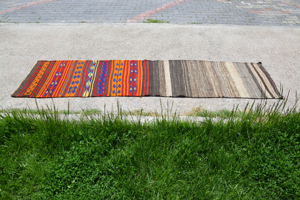 Runner Kilim Rug, Oriental Rug, Bright Persian Rug, Moroccan  Hand knotted Rug, Nomadic Area Rug, Decorative  Kilim Rug,2.0 x 8.0 Feet LQ200