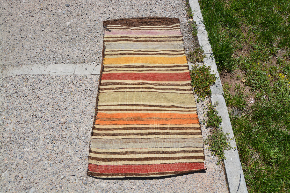 Chuval Turkey Rug, Small Vintage Rug, Colorful, Small Kilim, Kilim Rugs, Vintage Wool Tribal Rug, Persian Rug,   2.0 x 4.4 Feet LQ220